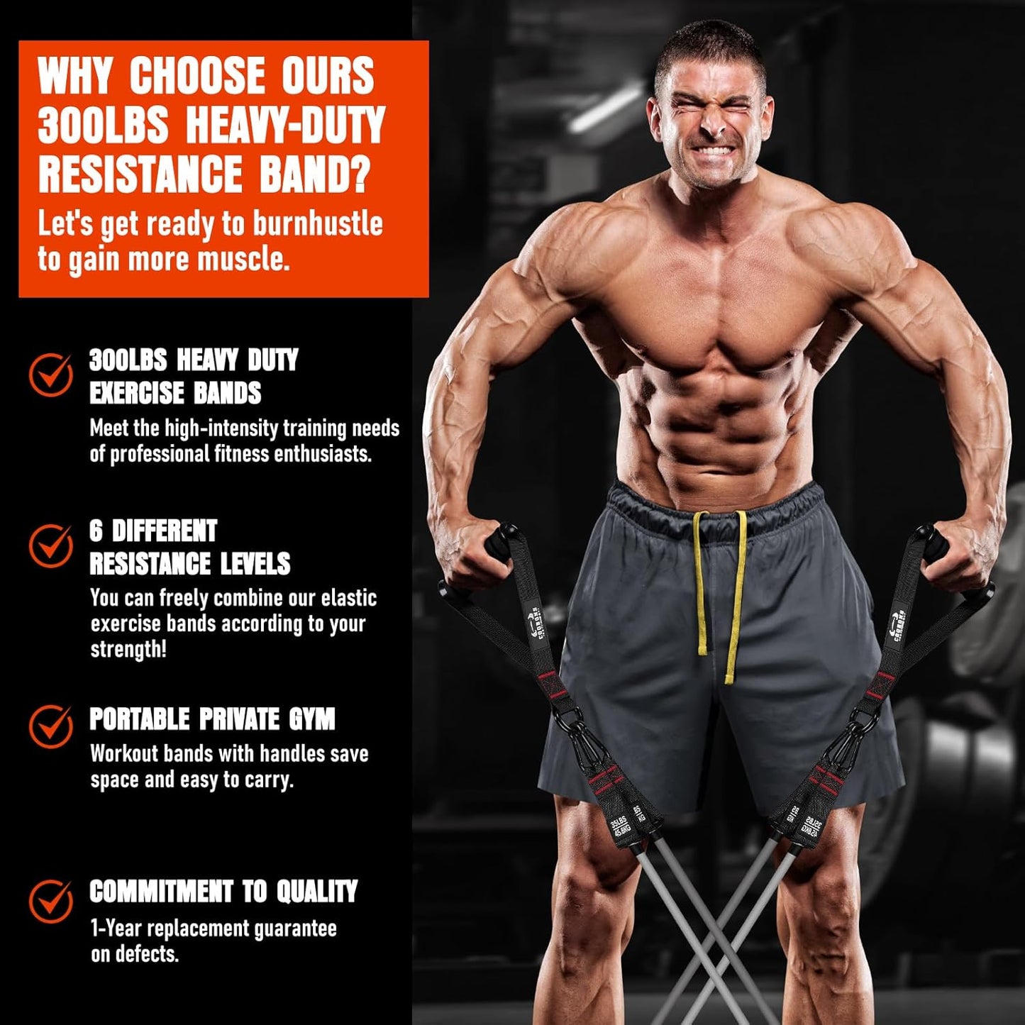 Heavy Resistance Bands for Working Out, 360LBS Exercise Bands with Handles, Workout Bands for Men, Weight Fitness Bands Set for Muscle Training, Strength, Slim, Yoga, Home Gym Equipment